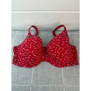 Cacique Lane Bryant T Shirt Bra 44DD Red White Green Polka Dot